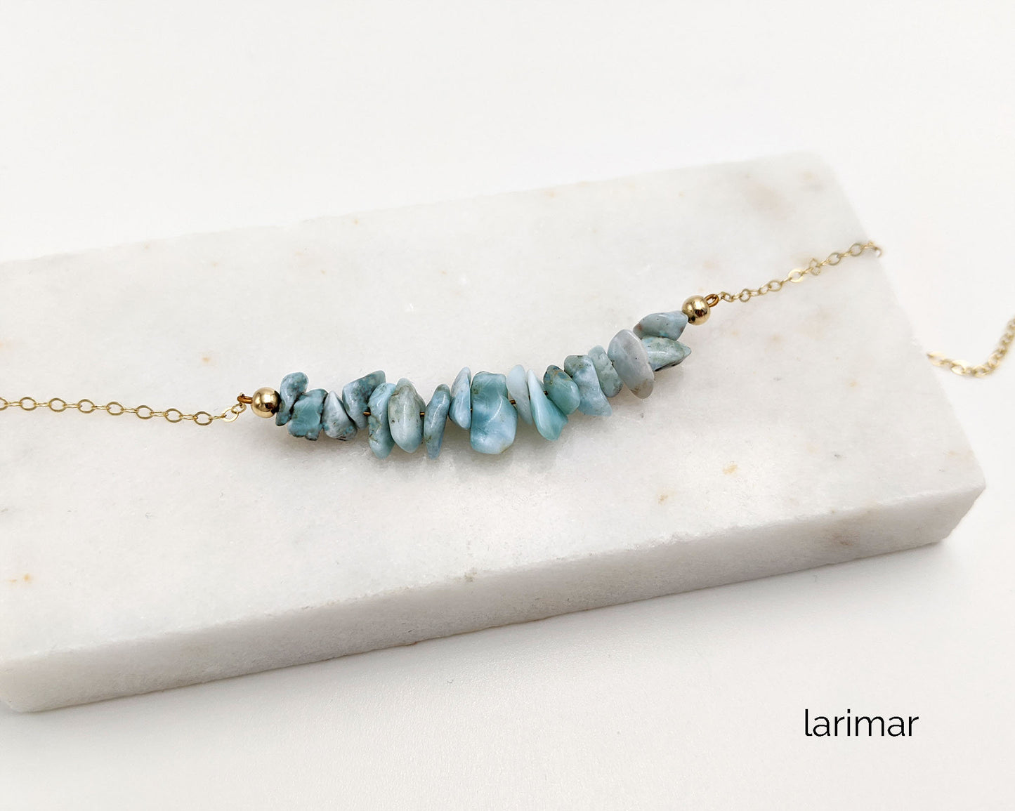 Raw larimar necklace Natural larimar bracelet Silver/Gold larimar anklet Anti anxiety bracelet Gemstone bar necklace Throat chakra necklace  StudioVy   