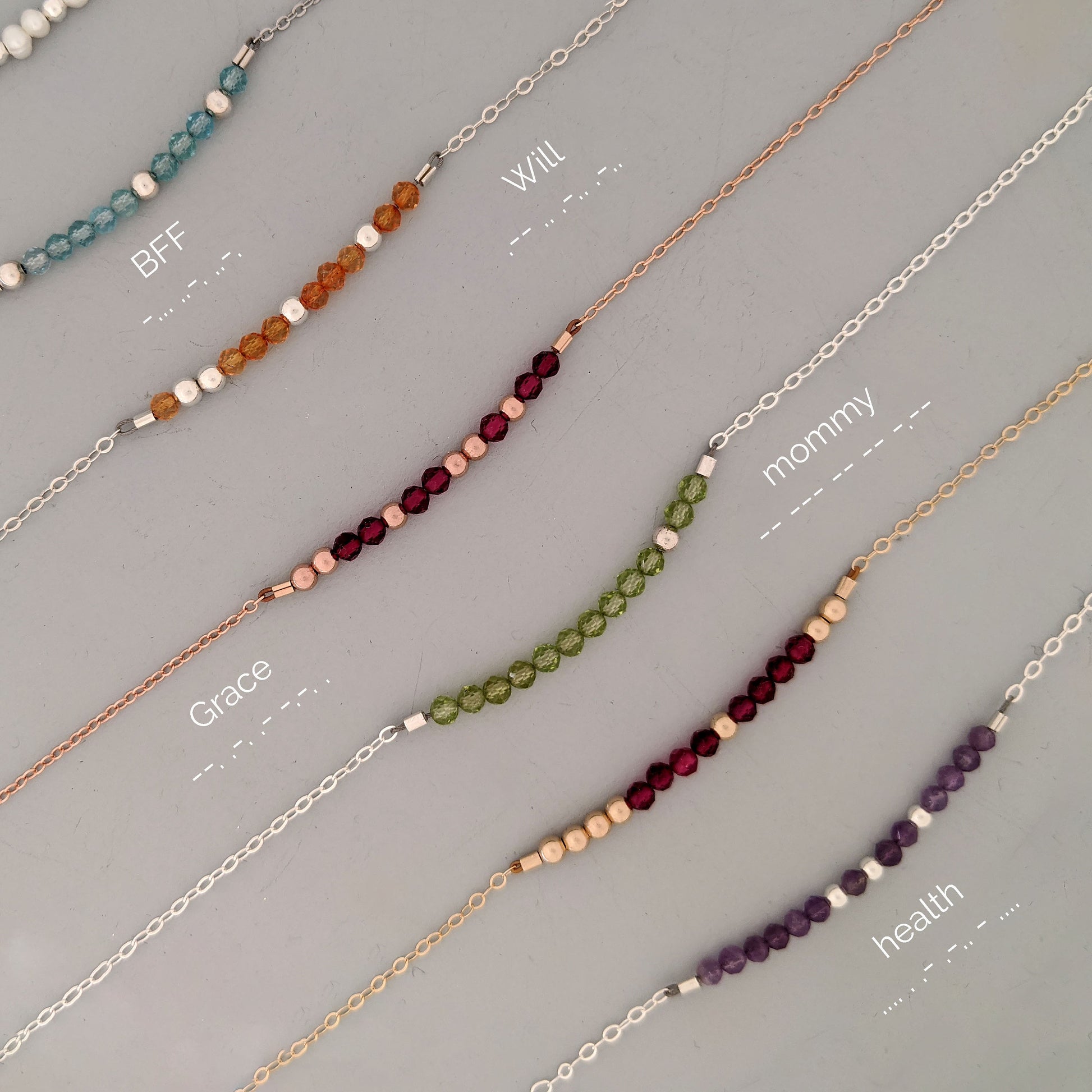 Custom Morse code necklace | Ruby necklace | July birthstone necklace  StudioVy   