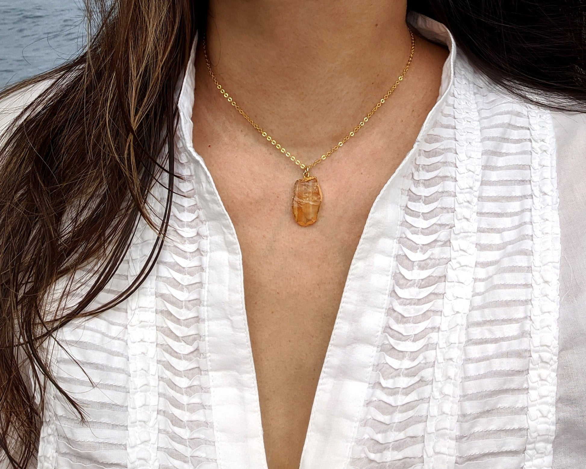 Electroformed jewelry Natural citrine pendant November birthstone necklace Raw citrine necklace Electroformed crystal necklace Real gemstone  StudioVy   