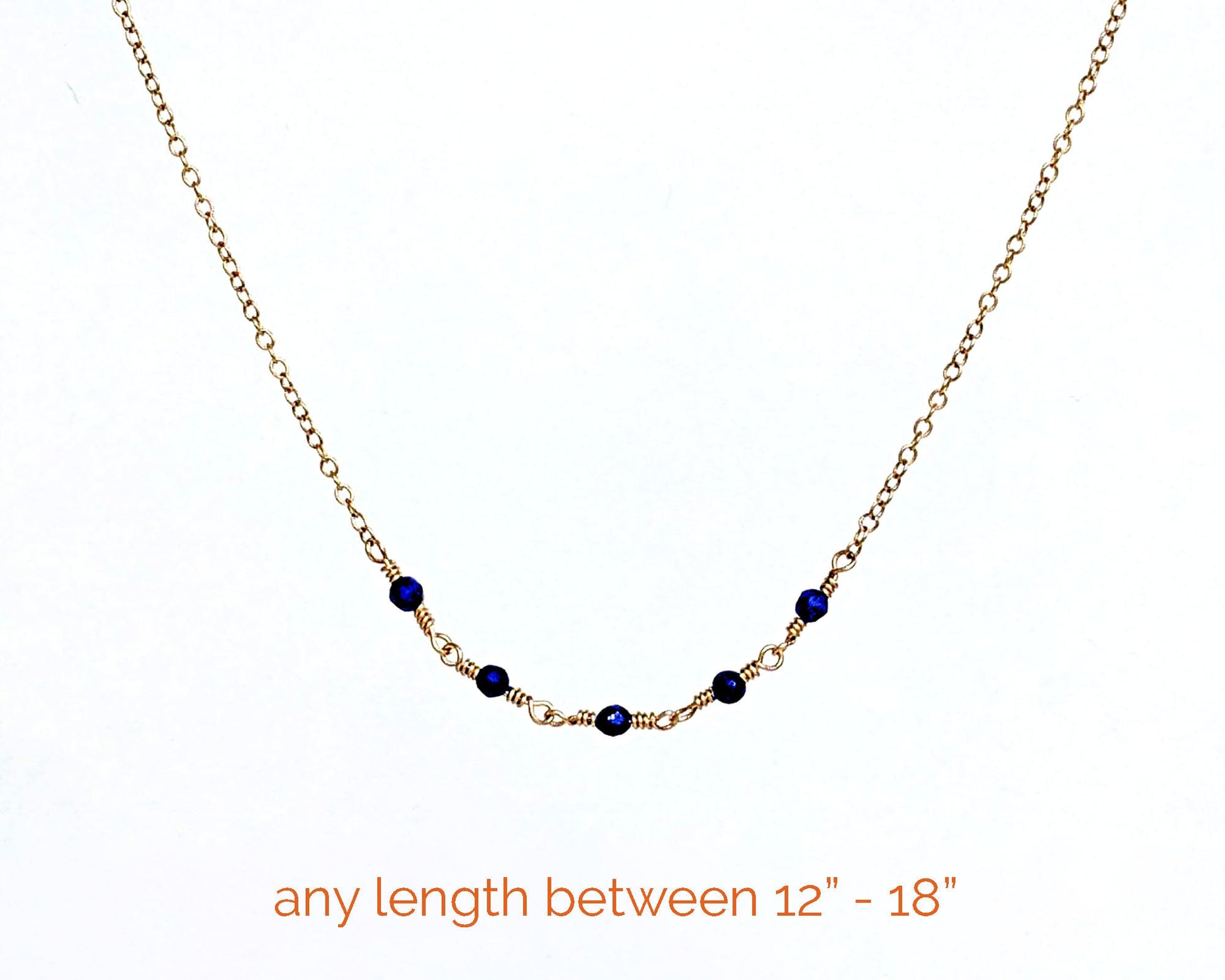 Mother of the bride gift from daughter Natural lapis lazuli necklace Sterling silver/Gold Rosary blue gemstone choker necklace & initial tag  StudioVy   