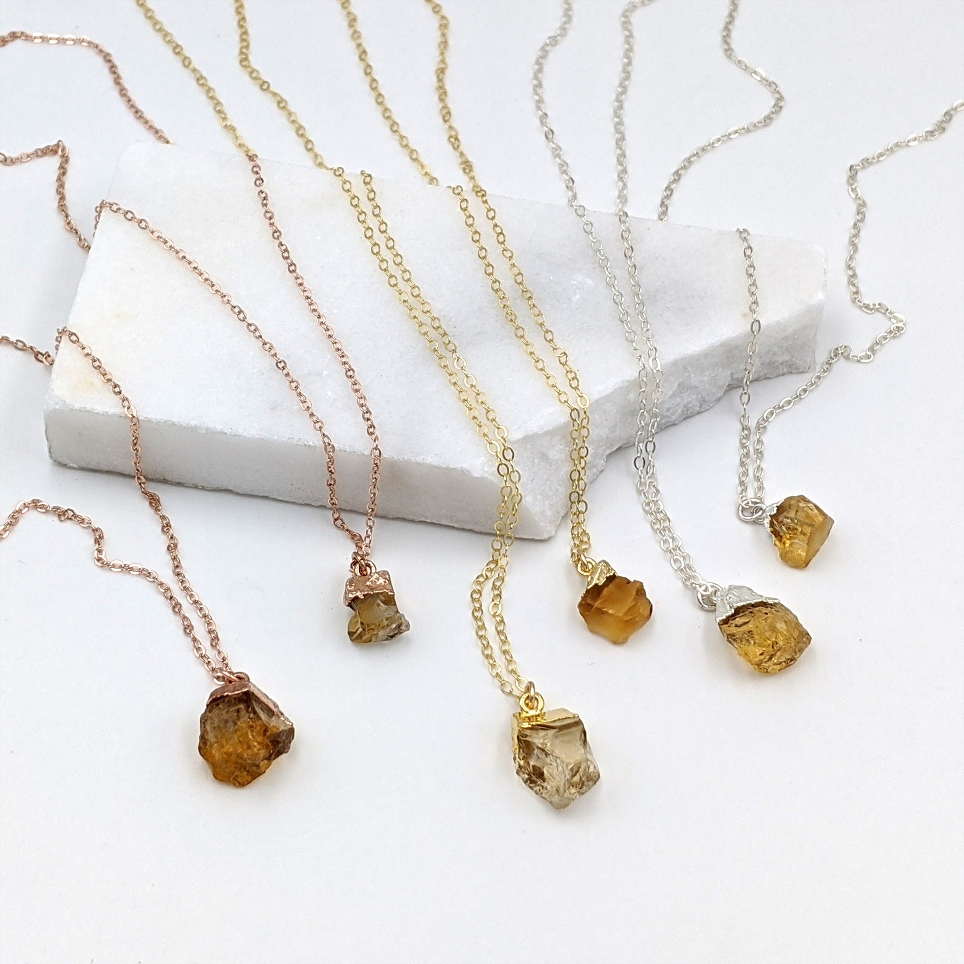 November birthstone necklace Raw citrine necklace Natural citrine pendant Silver-Gold electroformed jewelry crystal Raw gemstone necklace GF  StudioVy   