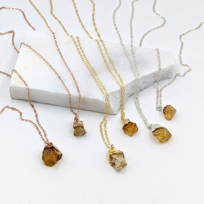 Raw citrine necklace Natural citrine pendant Silver-Gold electroformed jewelry crystal Raw gemstone necklace November birthstone necklace  StudioVy   