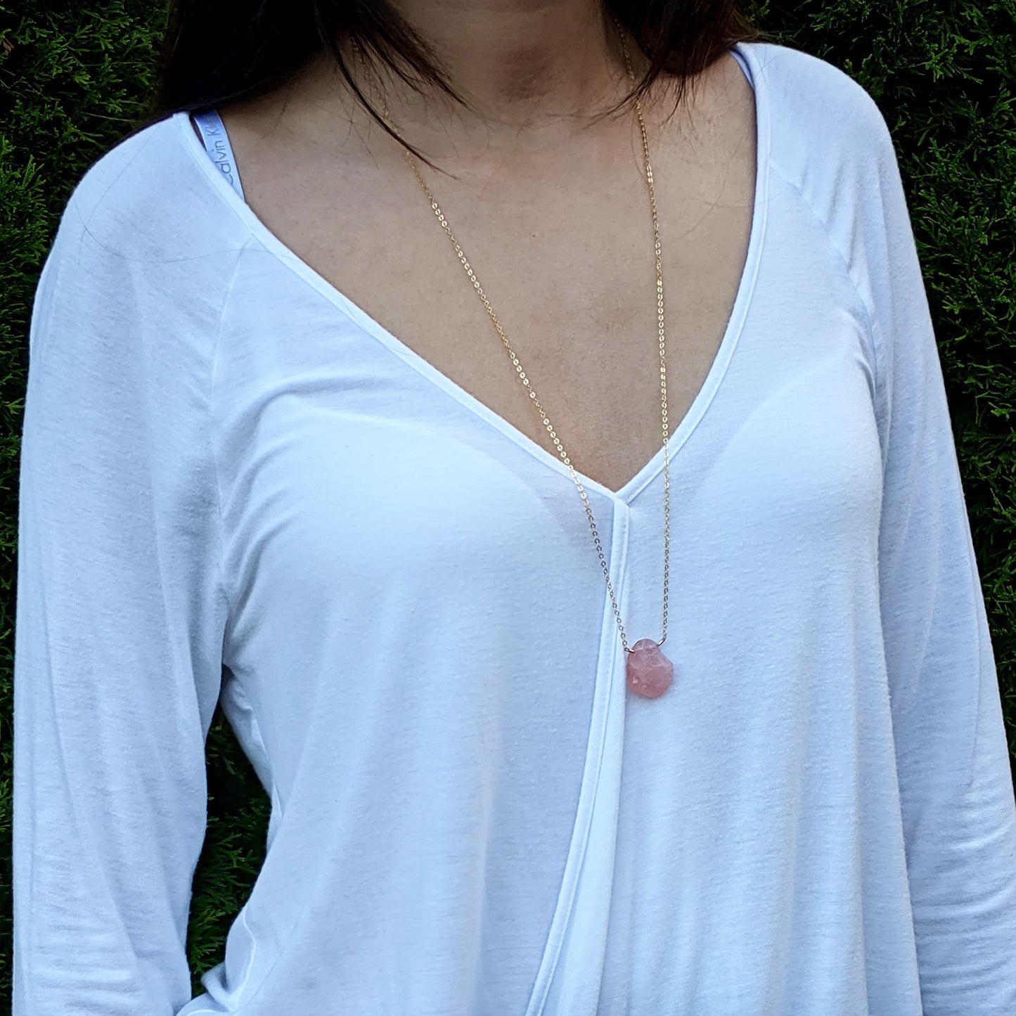 Chunky raw rose quartz necklace Rose gold-Silver rose quartz pendant Large crystal pendant Electroformed necklace Pink raw gemstone necklace  StudioVy   