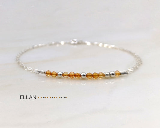 Hidden message bracelet Yellow citrine bracelet Morse code bracelet BESTIE anklet November birthstone jewelry 30-60th birthday gifts women  studioVy   