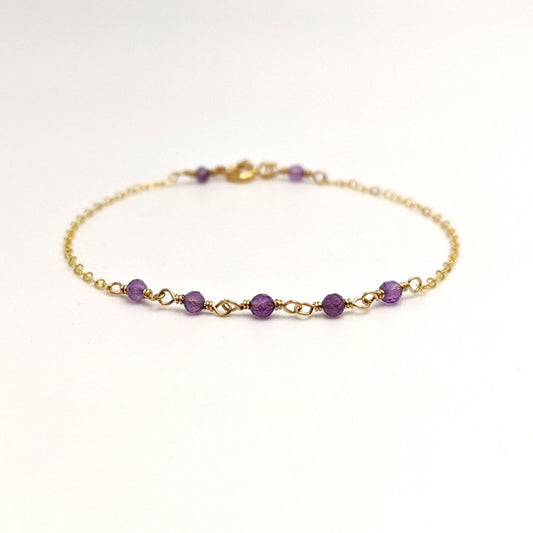 Dainty amethyst bracelet February birthstone bracelet - silver, gold filled  StudioVy   