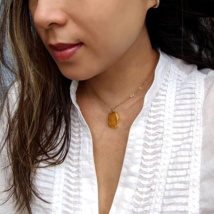 Electroformed jewelry Natural citrine pendant November birthstone necklace Raw citrine necklace Electroformed crystal necklace Real gemstone  StudioVy   