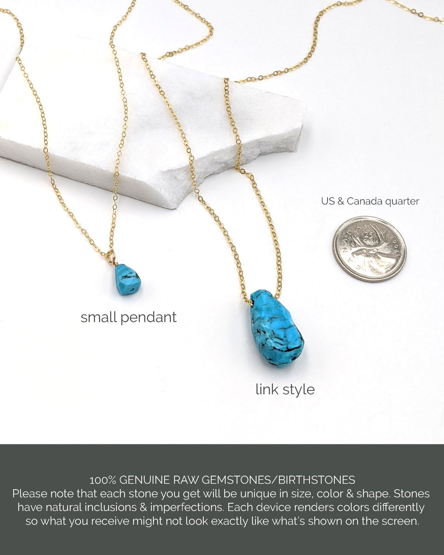 Chunky turquoise necklace 40th birthday gifts Women raw turquoise pendant Small/Large raw gemstone necklace December birthstone necklace Mom  StudioVy   