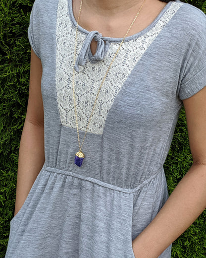 Raw gemstone necklace Large stone pendant Genuine birthstone necklace Electroformed crystal necklace Christmas gifts for mom from daughter  StudioVy   