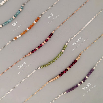 Garnet necklace | Custom Morse code necklace | January birthstone necklace  StudioVy   