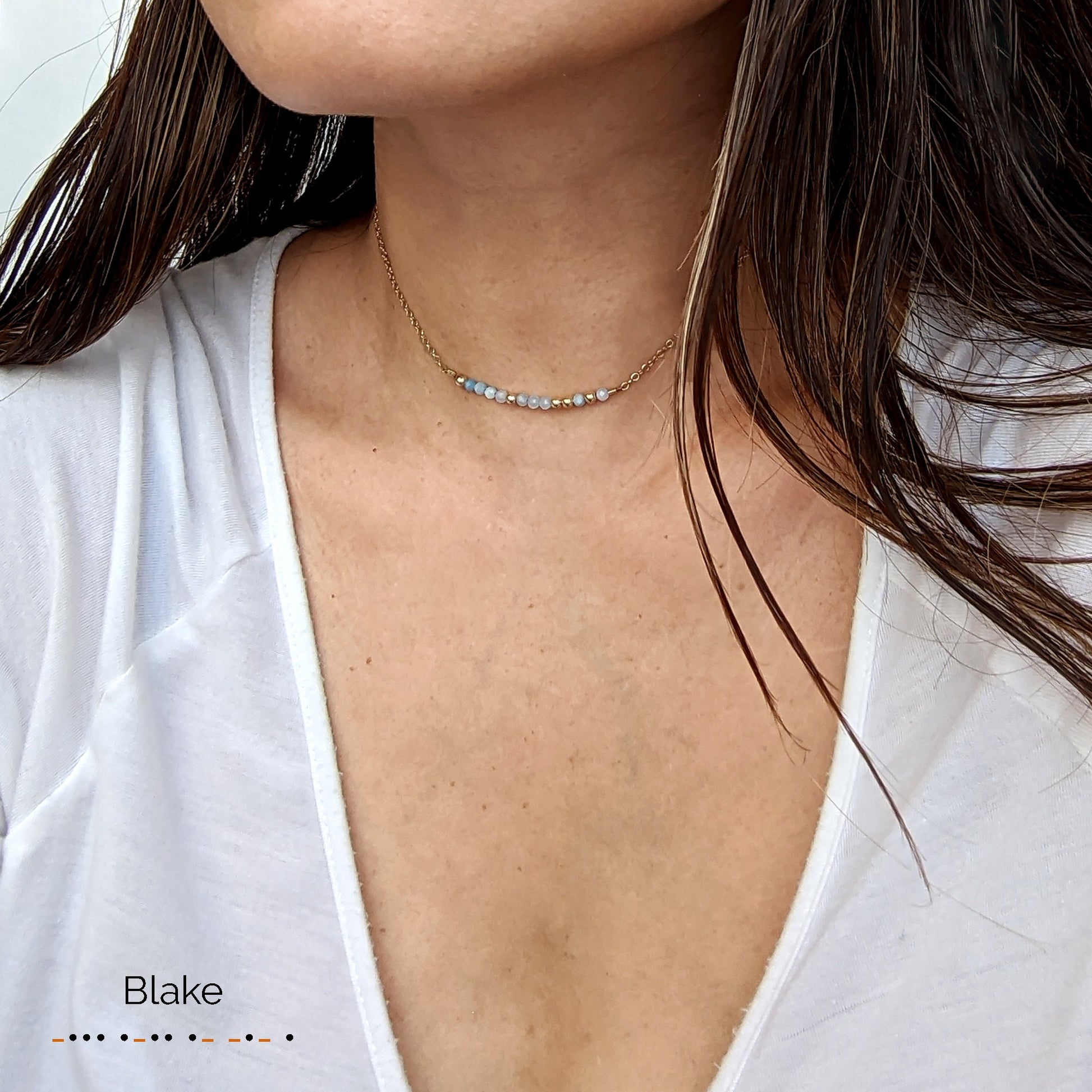 Gemstone Morse code necklace Custom birthstone necklace | Personalized gift  StudioVy   