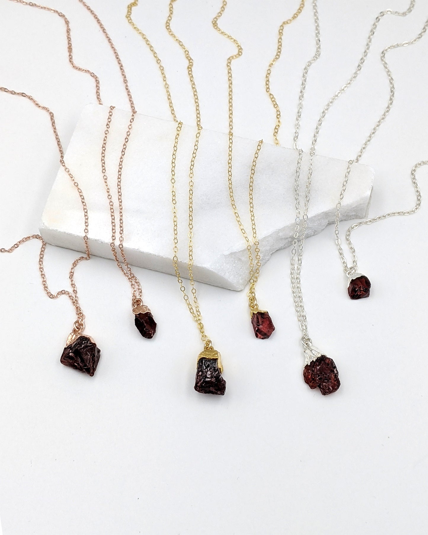 S-M Raw garnet necklace January birthstone necklace Raw crystal necklace Electroformed jewelry Raw gemstone necklace Niece gift from aunt  StudioVy   