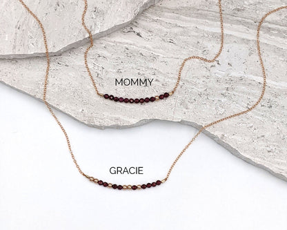 Garnet necklace | Custom Morse code necklace | January birthstone necklace  StudioVy   