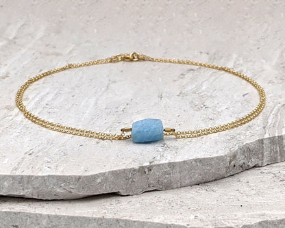 Raw aquamarine bracelet March birthstone bracelet Gemstone chakra bracelet  StudioVy   