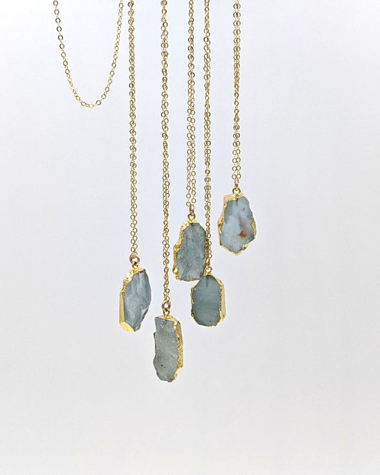 Raw aquamarine pendant Raw aquamarine necklace Slice gemstone electroformed jewelry March birthstone necklace 30th-50th birthday gifts women  StudioVy   