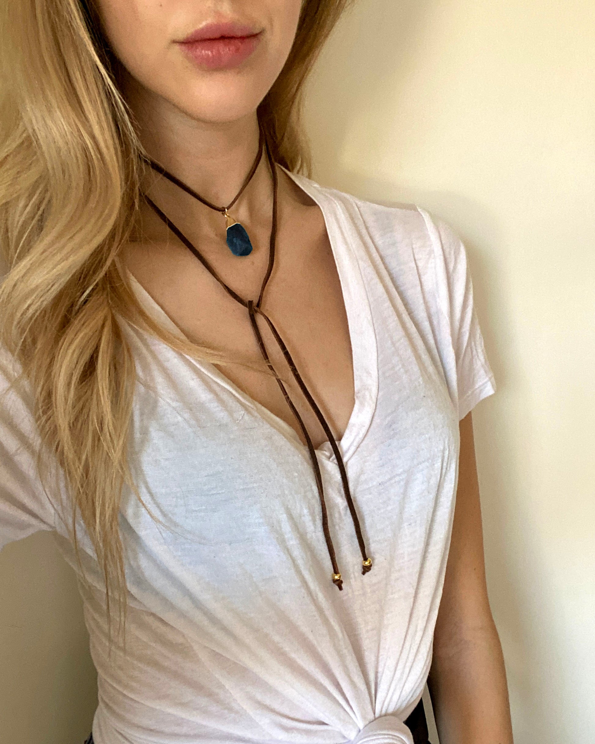 M-L rainbow moonstone necklace Wrap leather choker Raw moonstone necklace Moon stone raw gemstone necklace 40th-60th birthday gifts women  StudioVy   