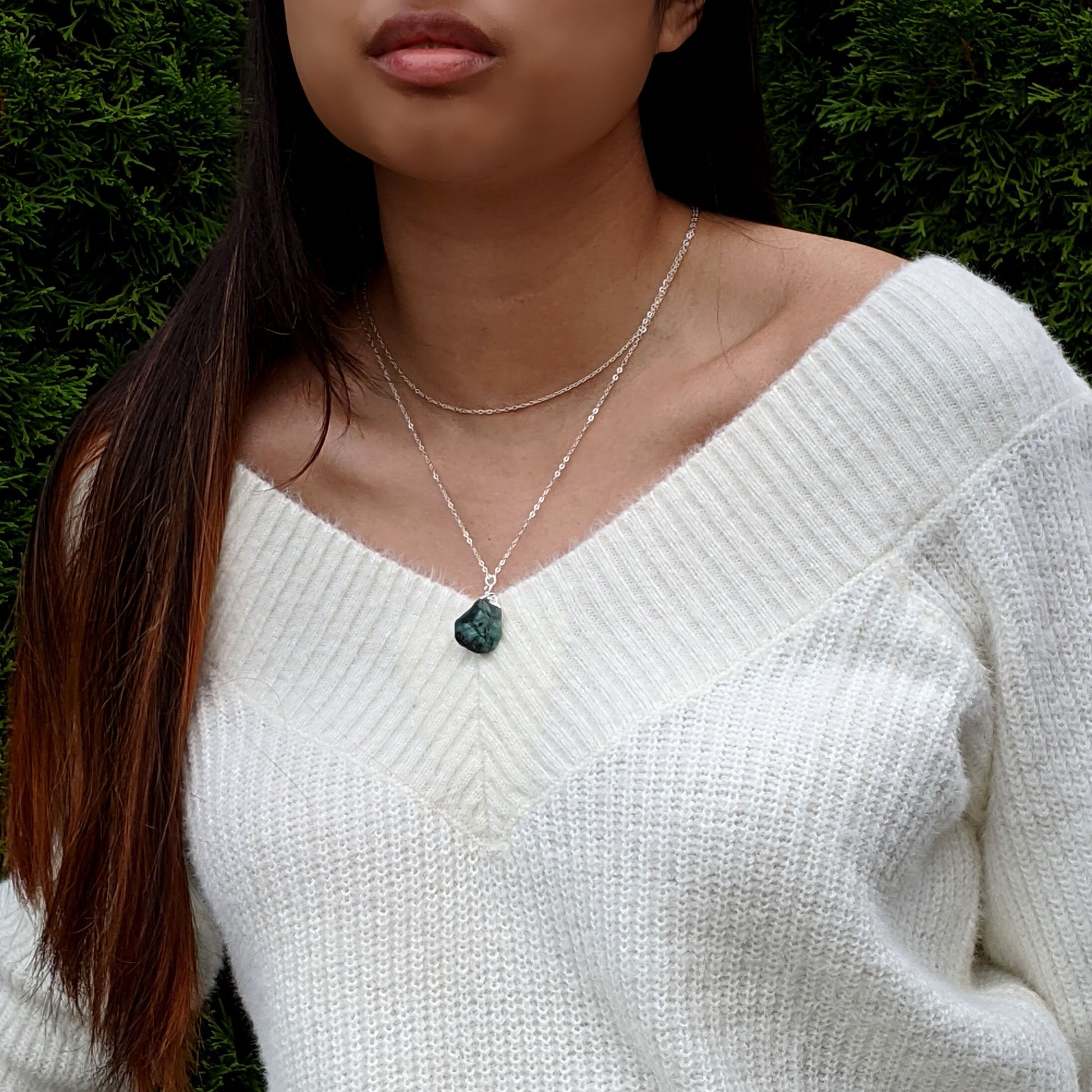 Large raw emerald pendant necklace Raw emerald necklace Raw gemstone electroformed jewelry May birthstone necklace 40th birthday gifts women  StudioVy   