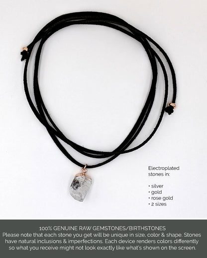 M-L rainbow moonstone necklace Wrap leather choker Raw moonstone necklace Moon stone raw gemstone necklace 40th-60th birthday gifts women  StudioVy   