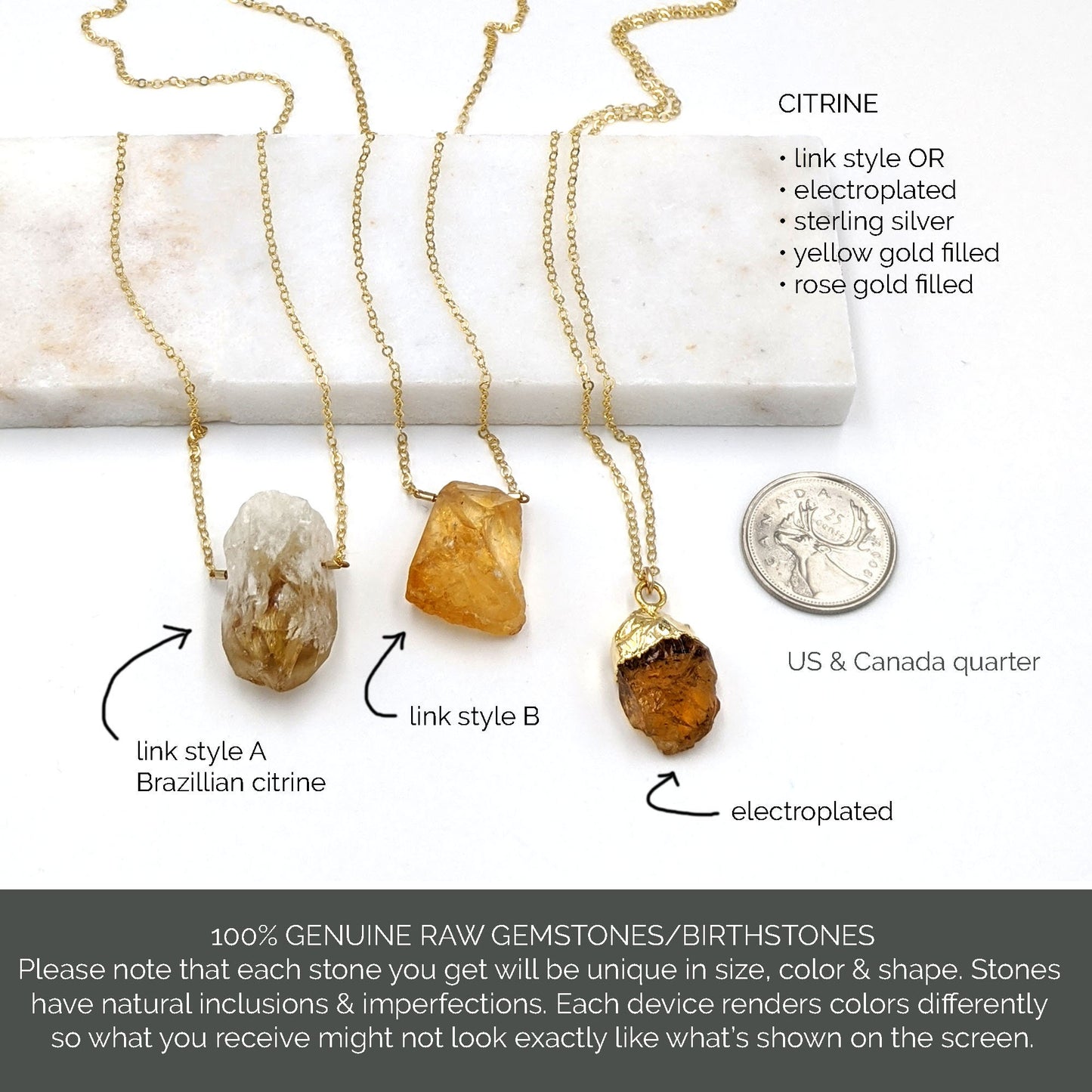 Raw citrine necklace Large stone pendant Genuine citrine pendant Silver-Rose-Gold electroformed jewelry Healing chakra raw gemstone necklace  StudioVy   