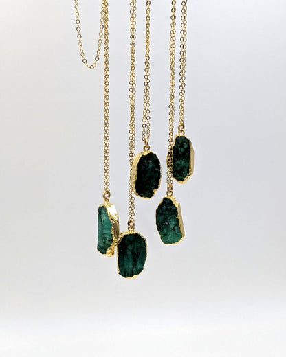 Large raw emerald pendant necklace Raw emerald necklace Raw gemstone electroformed jewelry May birthstone necklace 40th birthday gifts women  StudioVy   