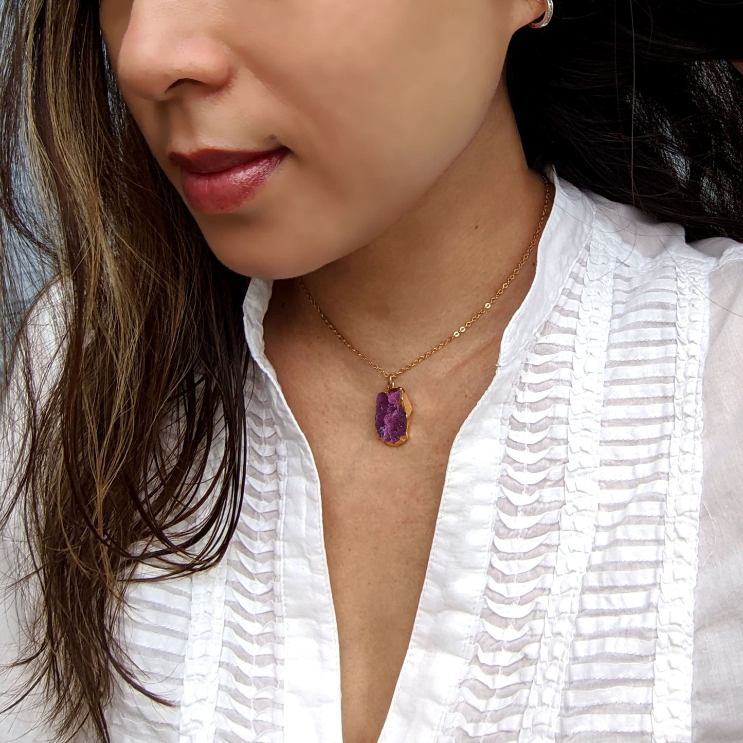 Raw ruby necklace Natural ruby pendant Electroformed gemstone necklace Raw crystal necklace 30-40th birthday gifts for women Chakra necklace  StudioVy   