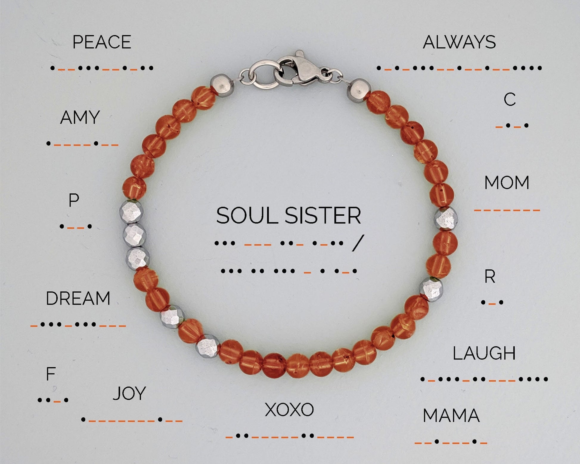 Carnelian bracelet Morse code bracelet Custom 21st birthday gifts for her  StudioVy   