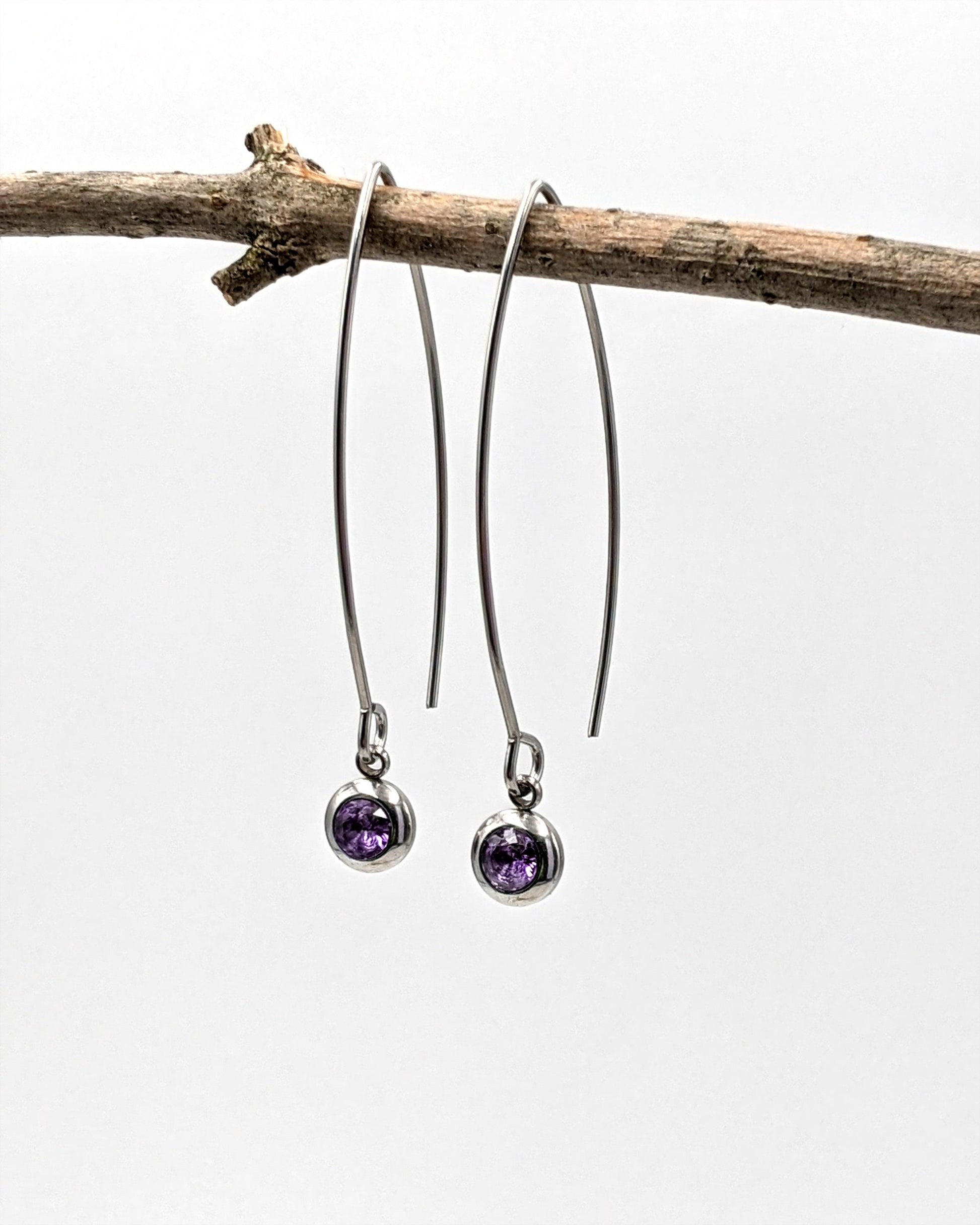 21st birthday gift for her | CZ birthstone earrings - surgical steel  StudioVy   