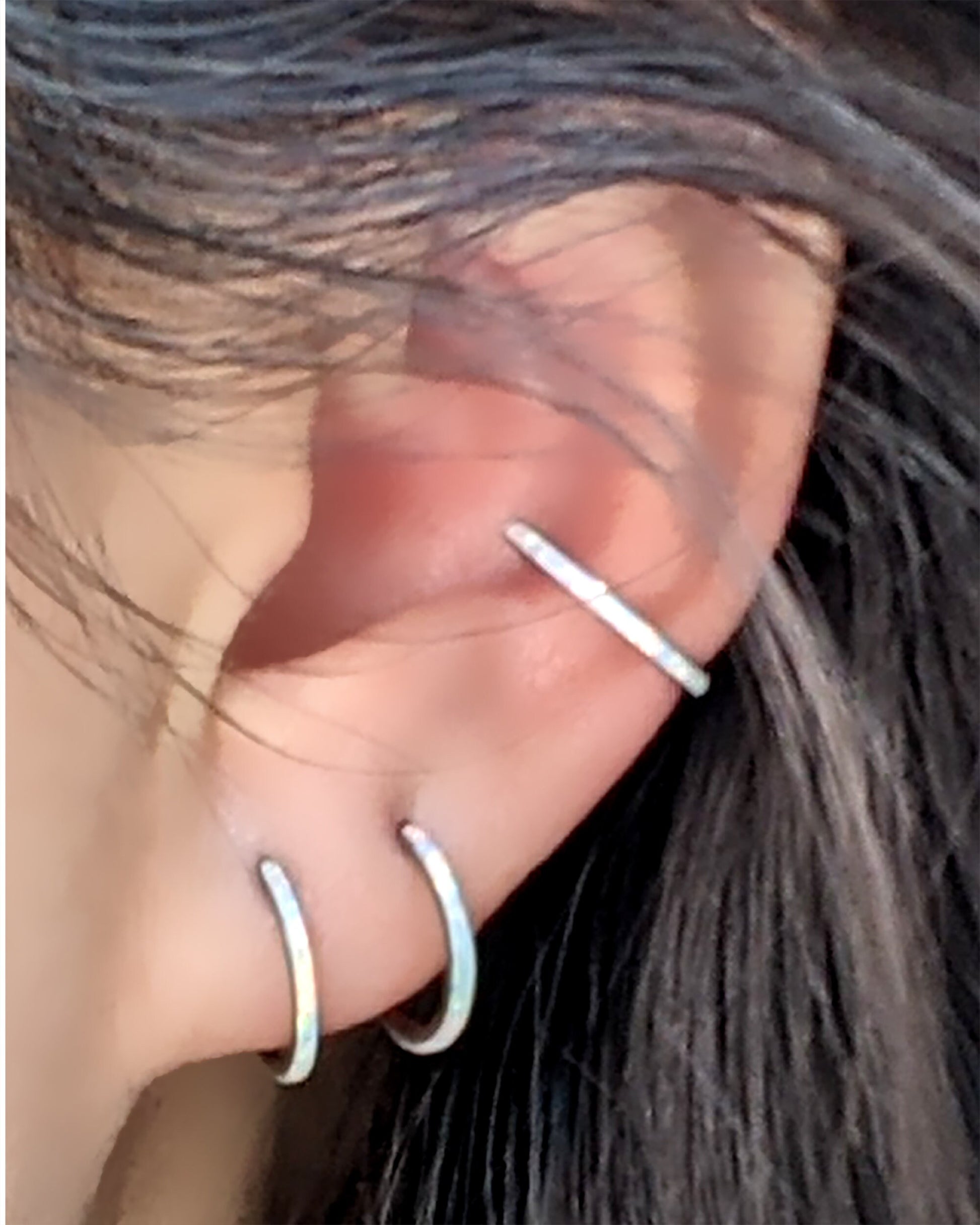 Titanium earrings 18g/16g Small hoop earrings CZ/Opal huggie earrings Cartilage earring Tiny forward helix earring Conch hoop Daith piercing  StudioVy   