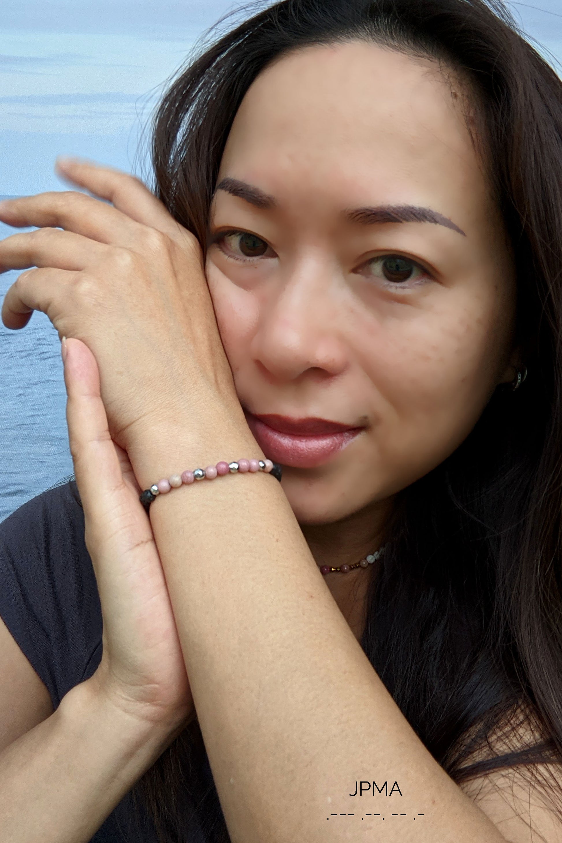 Morse code necklace/Morse code bracelet Rhodochrosite necklace Anxiety bracelet/Aromatherapy diffuser bracelet w chakra gemstone birthstone  studioVy   