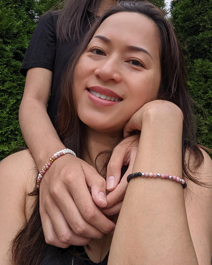 Morse code necklace/Morse code bracelet Rhodochrosite necklace Anxiety bracelet/Aromatherapy diffuser bracelet w chakra gemstone birthstone  studioVy   