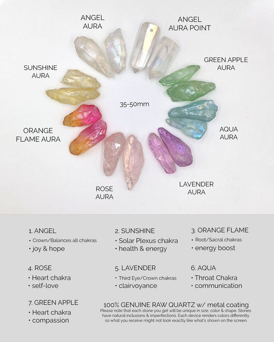 Rainbow aura quartz points necklace Angel aura quartz necklace Aqua aura necklace Chakra aura quartz pendant Chunky raw crystal healing gift  StudioVy   