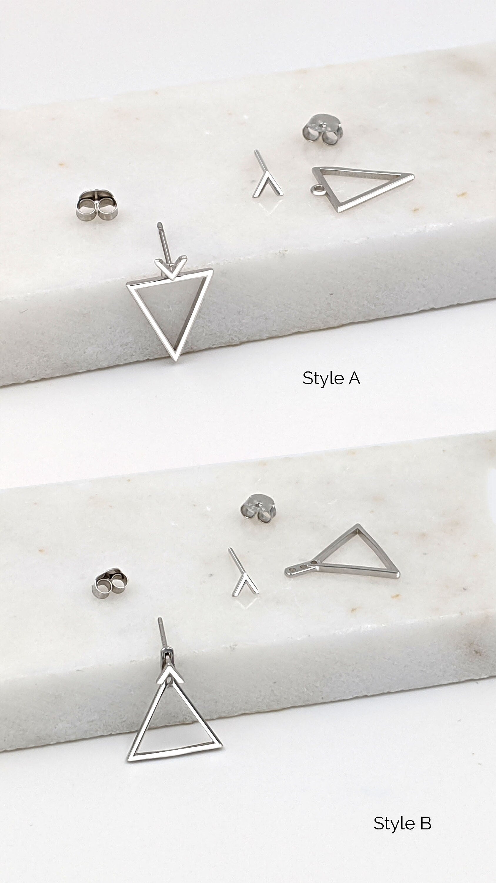 Silver ear jackets earrings Tiny V stud/Triangle earrings Double sided earrings Hypoallergenic minimalist earrings Dainty geometric earrings  StudioVy   