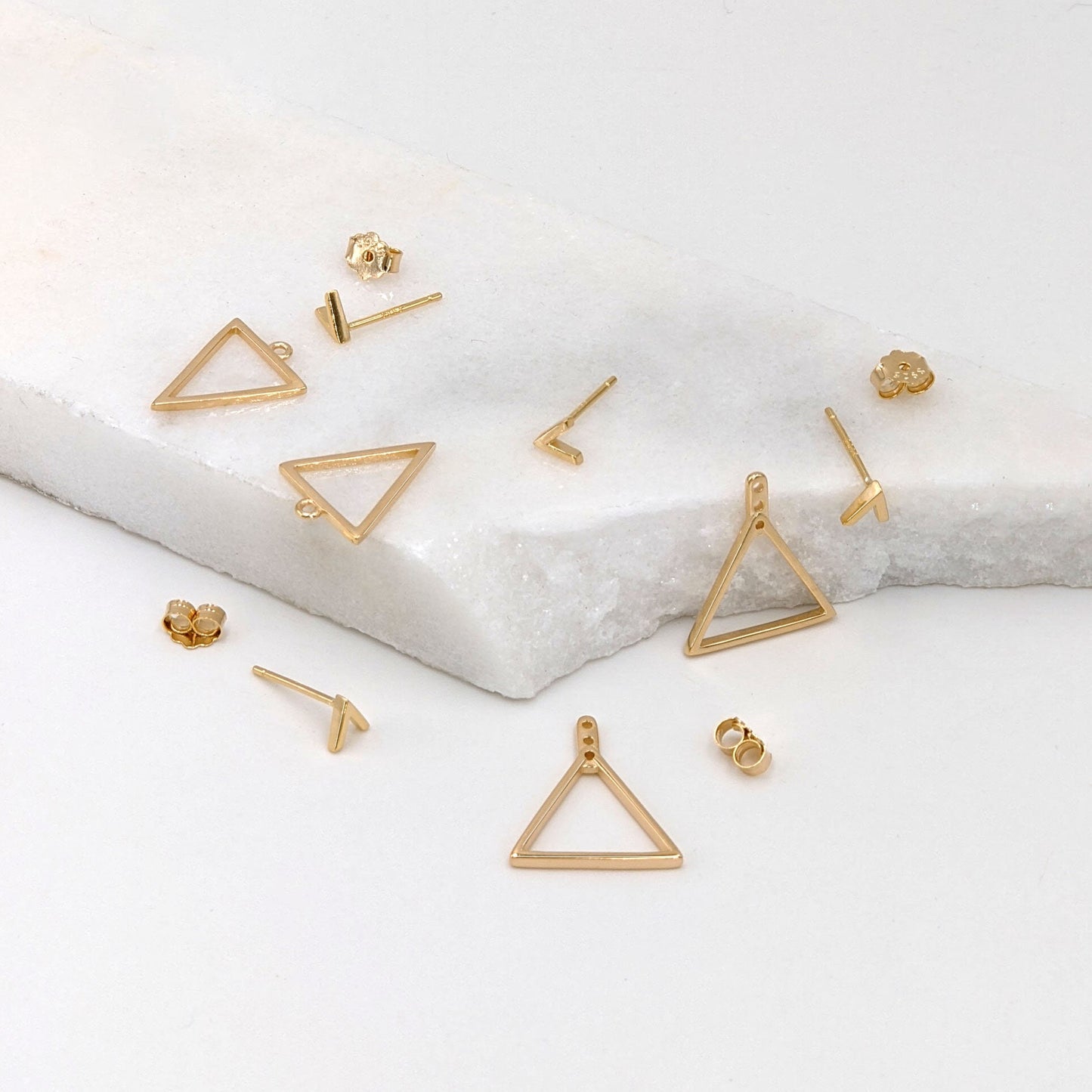 Silver ear jackets earrings Tiny V stud/Triangle earrings Double sided earrings Hypoallergenic minimalist earrings Dainty geometric earrings  StudioVy   