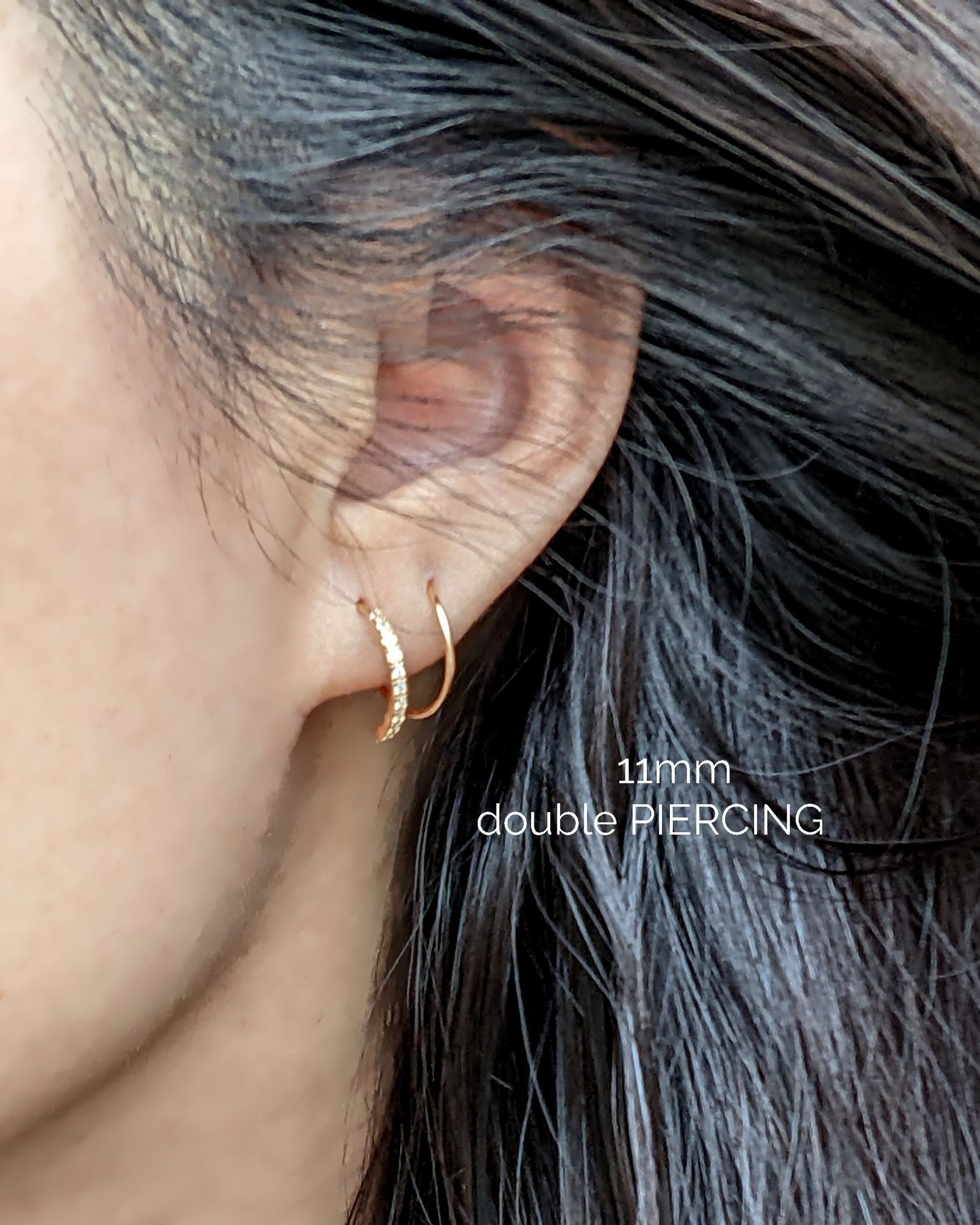 Single or Double piercing earrings | CZ double spiral hoop earrings  StudioVy   