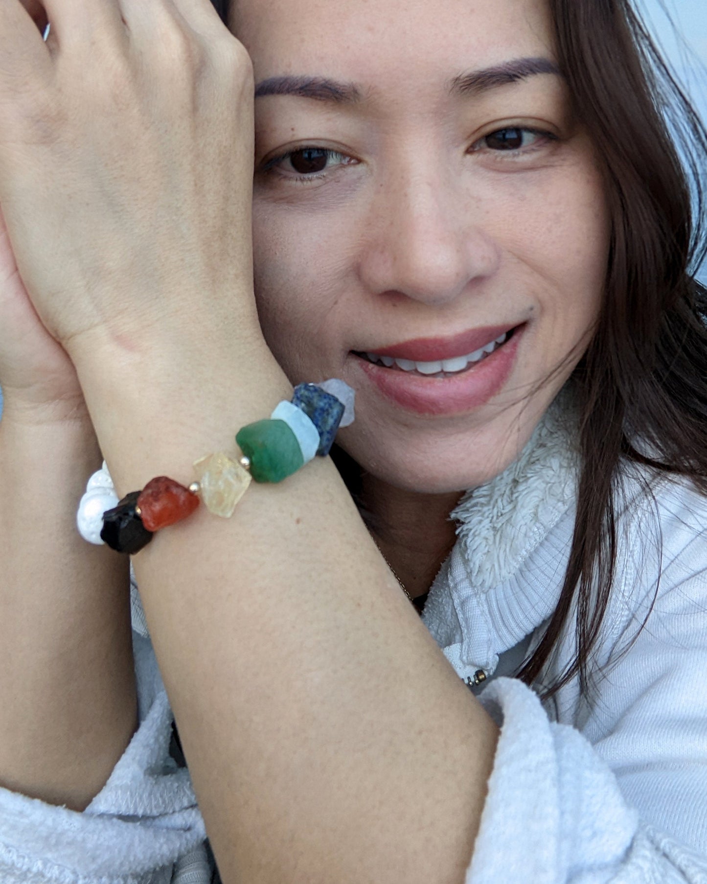 Macrame bracelet 7 chakra bracelet | Essential oil diffuser bracelet  StudioVy   