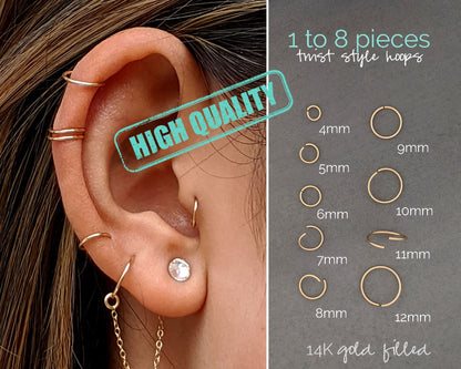 Gold hoops earrings Small hoop earrings Septum ring Tiny hoop earrings Helix earring Conch Piercing Tragus piercing Cartilage hoop Nose ring  StudioVy   