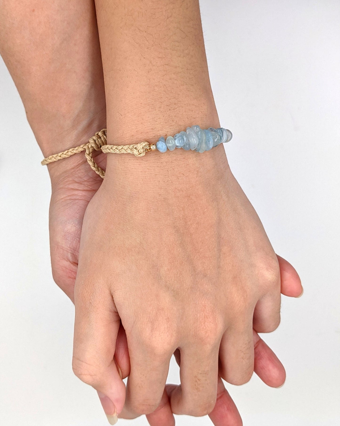 Macrame bracelet Raw aquamarine bracelet Throat chakra bracelet  StudioVy   