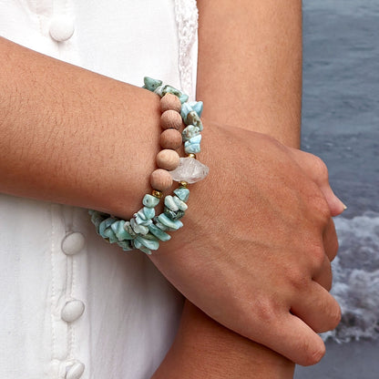 Larimar bracelet Aromatherapy bracelet Essential oil diffuser bracelet w lava rock or rosewood Anxiety bracelet Calming blue gemstone GIFT  StudioVy   