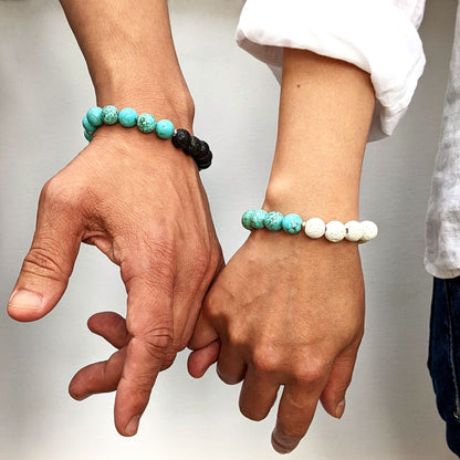 Matching couple bracelets with Morse code & essential oil diffuser  StudioVy   