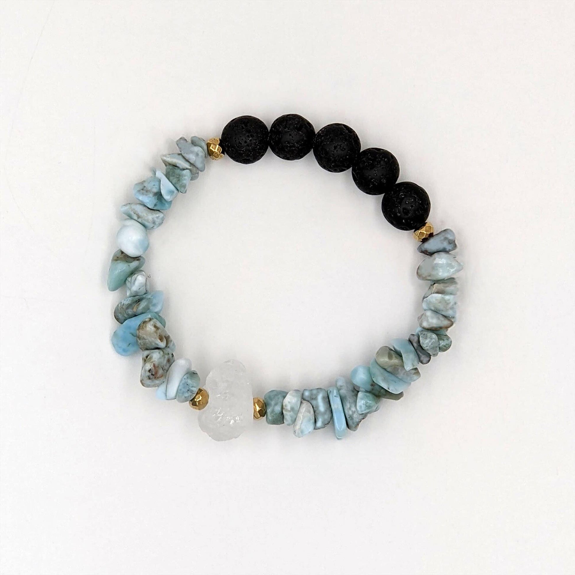 Larimar bracelet Aromatherapy bracelet Essential oil diffuser bracelet w lava rock or rosewood Anxiety bracelet Calming blue gemstone GIFT  StudioVy   