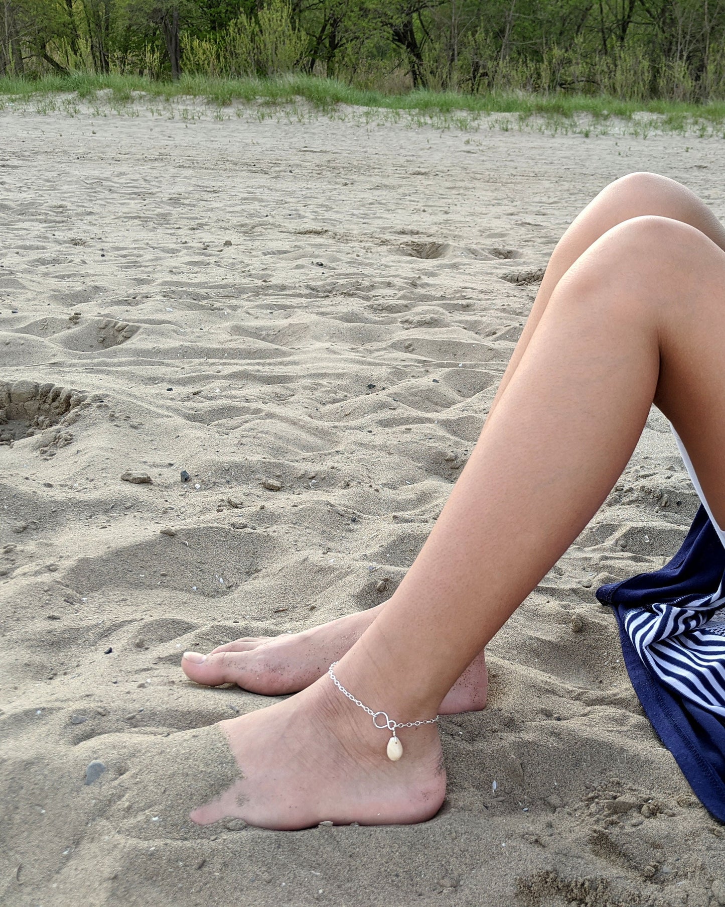 Cowrie shell anklet/ankle bracelet with infinity & gemstone birthstone  StudioVy   