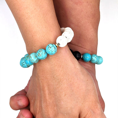 Matching couple bracelets with Morse code & essential oil diffuser  StudioVy   