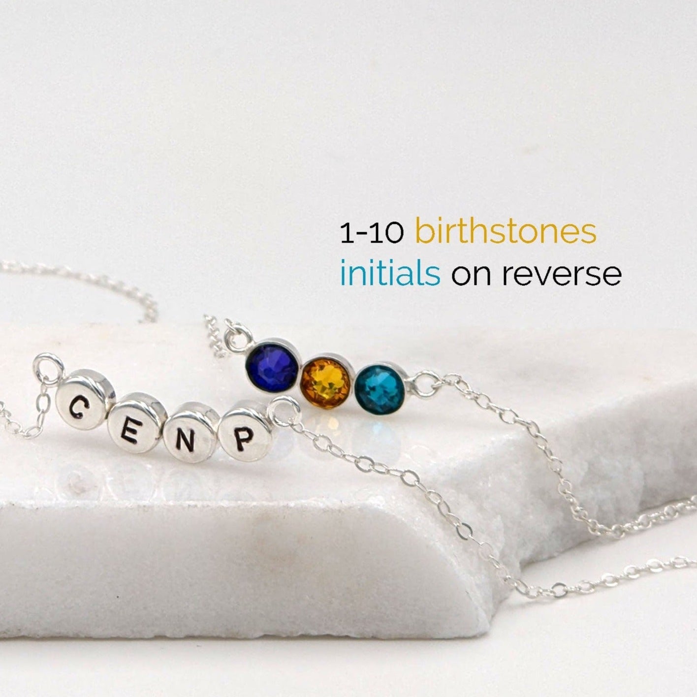 Multiple birthstone necklace Mom necklace w kids initials | Family necklace  StudioVy   