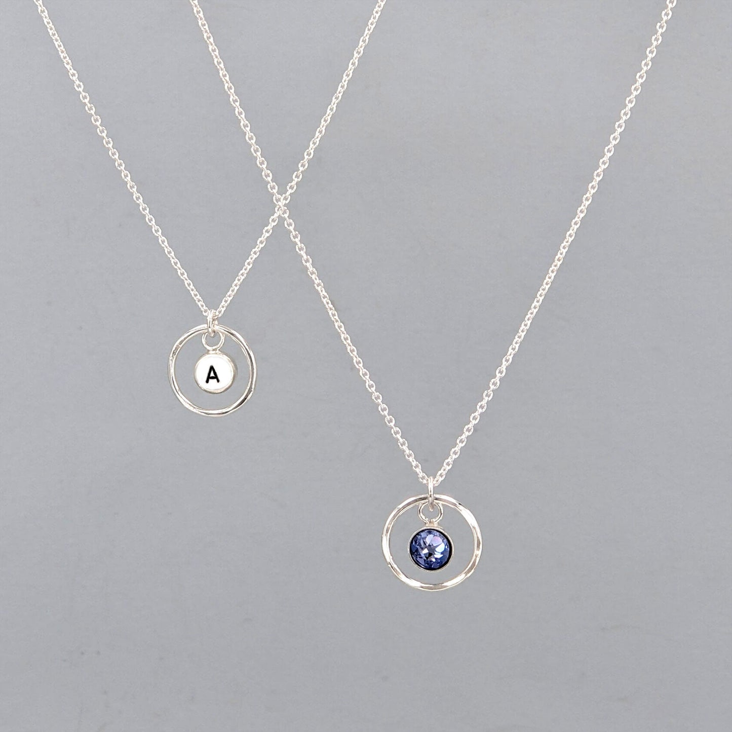 January birthstone necklace with initial & karma circle, Swarovski garnet  StudioVy   