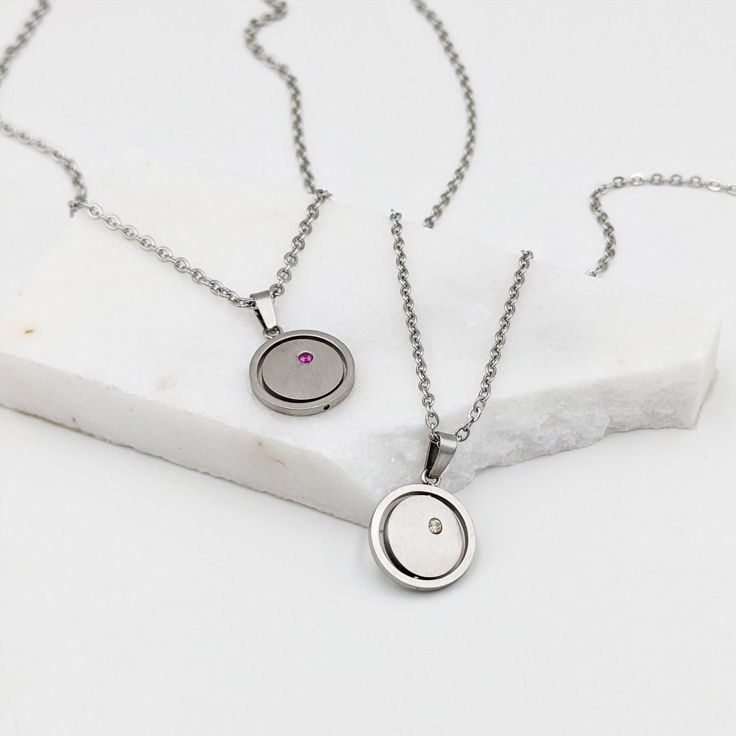 Anxiety relief fidget necklace Birthstone necklace w initial  StudioVy   