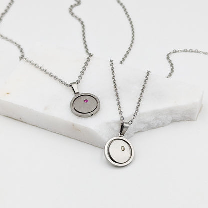 Anxiety relief fidget necklace Birthstone necklace w initial  StudioVy   