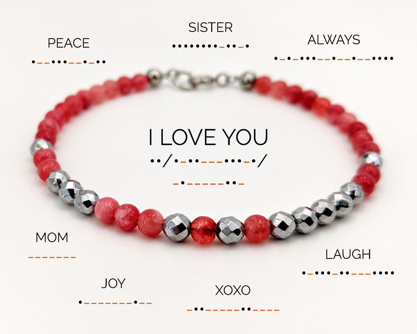 Real ruby bracelet Custom Morse code bracelet July birthstone bracelet  StudioVy   