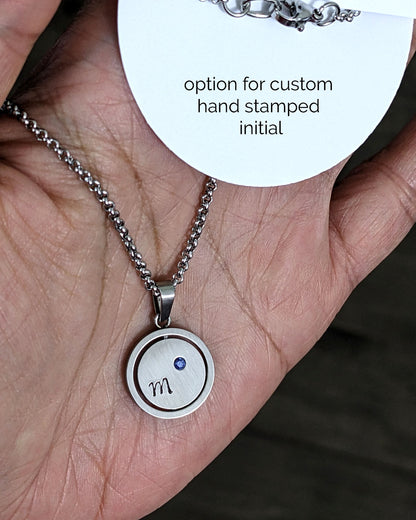 Anxiety relief fidget necklace Birthstone necklace w initial  StudioVy   